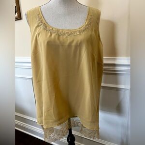 Kathleen Kirkwood, Champagne Gold Beaded Sequin & Lace Tank Top/Camisole.